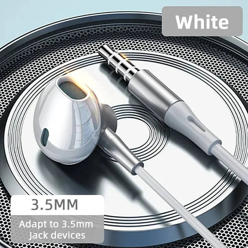 USB Type C Headphone HiFi Bass Stereo Volume Control Mic 3.5mm Wired Earbuds For Galaxy S24 S23 S22 S21 Ultra iPhone 15 Pro Max - MadeLuxx