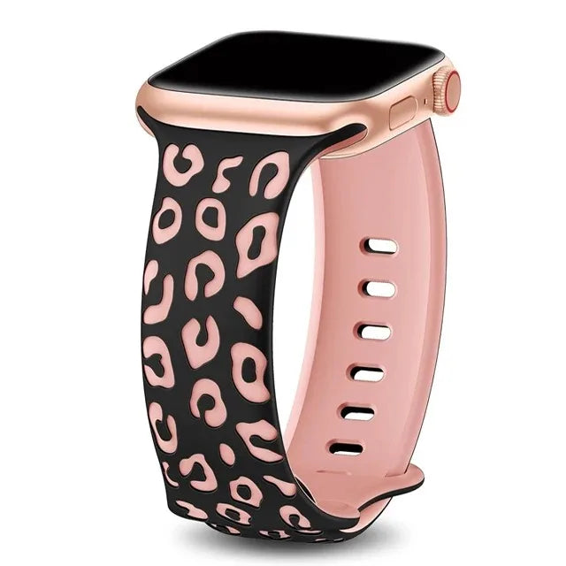 Strap For Apple Watch Band 40mm 44mm 42mm 45mm 41mm 49mm 38mm Silicone Engraved Correa Bracelet Series 8 9 7 SE 6 5 4 ultra 2 3 - MadeLuxx