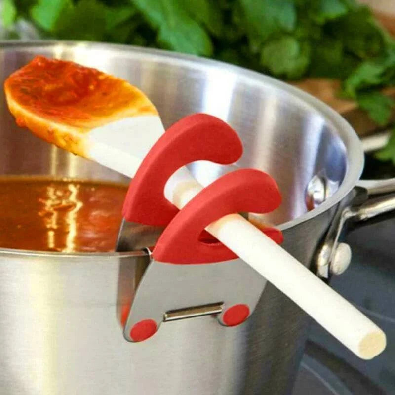 1Pcs Stainless Steel Pot Side Clips Anti-scalding Spoon Holder Kitchen Gadgets Rubber  Kitchen Gadgets - MadeLuxx