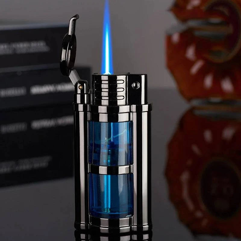 New Metal Transparent Visible Gas Lighter Metal Turbo Torch Unusual Creative Windproof Butane Lighters Gadgets for Men - MadeLuxx