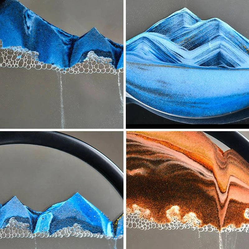 3D Moving Sand Art Picture Round Glass Deep Sea Sandscape Hourglass - MadeLuxx