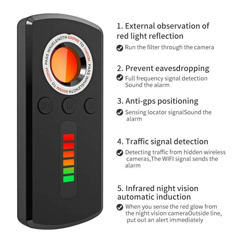 Hidden Camera Detector Anti Spy Gadget Professional Spy things Wireless Signal Infrared Camera Car GPS Bug Mini Search Devices - MadeLuxx