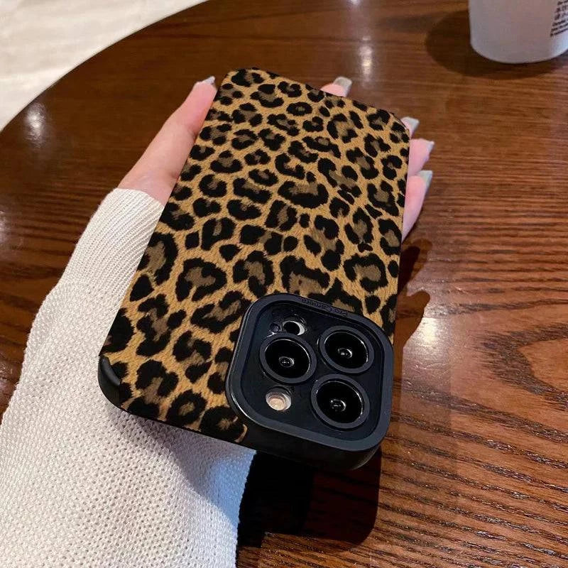 Fashion Brown Leopard Silicone Leather Case For iPhone 14 16 15 Pro Max 11 12 13 Mini SE 7 8 Plus X XR XS Soft Shockproof Cover - MadeLuxx