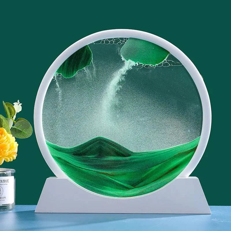 3D Moving Sand Art Picture Round Glass Deep Sea Sandscape Hourglass - MadeLuxx