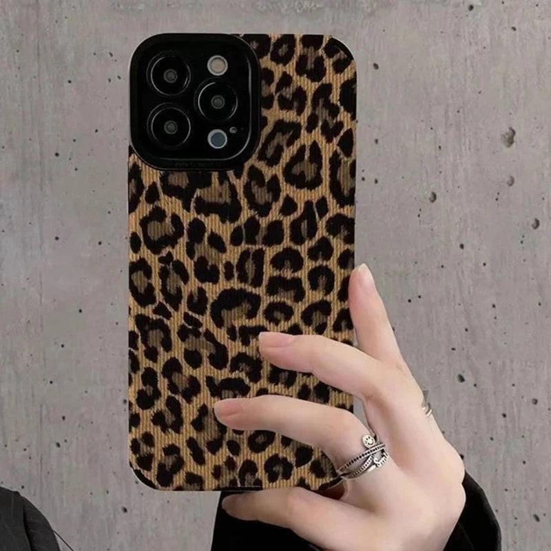 Fashion Brown Leopard Silicone Leather Case For iPhone 14 16 15 Pro Max 11 12 13 Mini SE 7 8 Plus X XR XS Soft Shockproof Cover - MadeLuxx